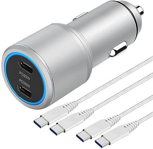 50W USB C Car Charger and Cable for Samsung Galaxy S23 S22 S24 Plus Ultra S21 FE,A54 5G/A53 A55 A25 A52 A52S A23 A33 A34 A16,Z Fold 4 5 6,iPhone 15/16 Pro/15 Pro Max Super Fast Charging Phone Adapter