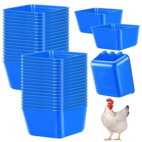 Maxdot 20 Pcs Chicken Water Feeder Cups 16 oz Pigeon Bird Feeder Cups Hanging Cage Chicken Water Cup for Pet Parrot Rooster Parakeet Bunny Gamefowl Poultry Wire Hutch(Blue)