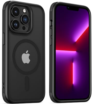 MobNano Magnetic Case For iPhone 13 Pro 6.1-Inch [Support MagSafe Wireless Charging] Shockproof Phone Bumper Cover - Black