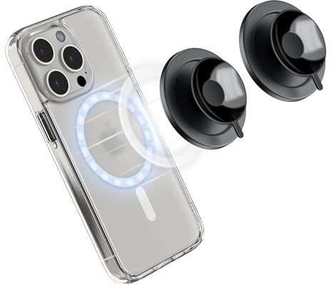 Silikon Saugnapf Handyhalter mit Magnethalterung für iPhone 17 16 15 | Magnetischer Silikon-Saugnapf für iPhone und Android, langlebige Freisprech-Halterung für Selfies am Spiegelglas (2er-Pack)