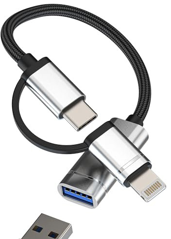 OTG Dongle USB 3.0 Female to USB C Lightning Male Adapter Cable Camera Mouse Port Cord Hub Type C Converter Compatible for Samsung Galaxy S23 for Apple iPhone 15 14 13 12 11 Pro Max 7 8 for iPad Air4