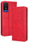 Topme Coque pour TCL 501 (6 inches) Etui Housse, Étui de Téléphone en Cuir avec Fente pour Carte Texturée élégante.Rouge