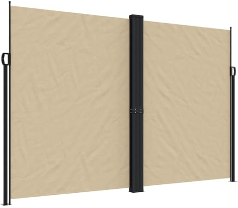 vidaXL Seitenmarkise, Sichtschutz Ausziehbar, Windschutz Sonnenschutz für Garten Balkon Terrasse, Seitenrollo Seitenwandmarkise, Beige 220x1000cm