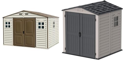 Duramax WoodSide 10 x 8 & 6 x 6 Plastic Garden Sheds with Fixed Windows & Metal Foundation Kit