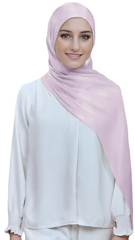 Lina & Lily Damen Hijab Kopftuch Schal mit Glanz-Schimmer Für Muslimische Frauen (Flieder)