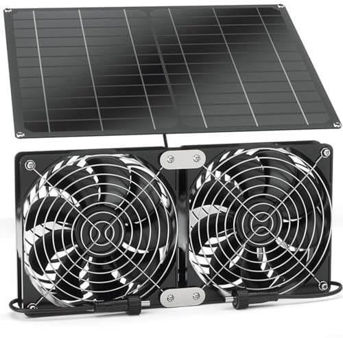 Kit de ventilador de panel solar, impermeable, portátil, doble ventilador, placa solar, banco de energía, ventilador de refrigeración para camping, caravana, ventilador de invernadero