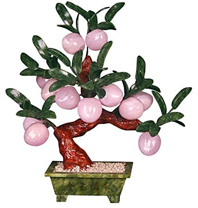 YQINQIN83B Künstliche Bonsai Gefälschte Pflanzen Jade Pan Peach Bonsai Jade Faux Tree Jade Carving Crafts Perfekt for Büro-Heimdekoration Chinesische Bonsai-Ornamente Künstliche Pflanze
