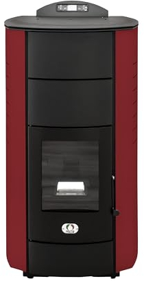 STUFE A PELLET ITALIA Manhattan 20 KW WiFi | Hydro-Pelletöfen für Heizung und Warmwasser 90% Effizienz Heizt 120m² Autonomie 22 Std WiFi-Steuerung Programmierbar 5 Kräfte 24M Garantie Rot