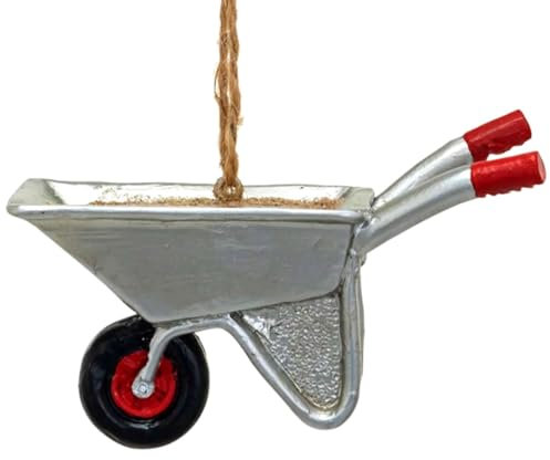 The Bridge Collection 3.5 Gardening Wheelbarrow Ornament - Mini Metallic Garden Tools Christmas Ornament for Gardeners