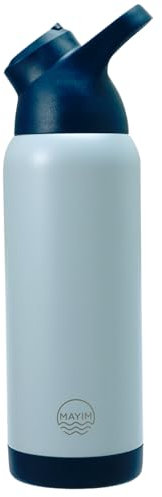 Mayim 32 Oz Pioneer Insulated Sports Water Bottle with Straw, Leak Proof Stainless Steel Water Bottle with Handle, Spill Proof Thermos or Water Jug for Gym, Home or Office -Blue