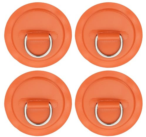 PATIKIL 3,1 Paddle Board D-Ringe, 4 Stück Edelstahl D-Ring PVC Patch Pad Kein Kleber enthalten für Schlauchboot Kajak aufblasbares Boot Surfbrett, Orange
