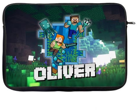 Personalised ANY NAME Cool Pixel Art, Video Gamer Lover, Gaming Enthusiast, Gift for Kids, Back to School, Laptop Sleeve/Cover. (14)
