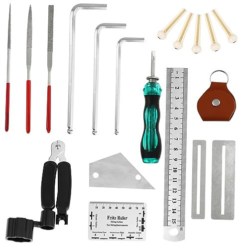 SHOWERORO Accesorios Guitarra Kit Reparación Herramienta Enrollador Inglesa Cortador Cuerdas Pasadores Herramientas Guitarra Ukelele