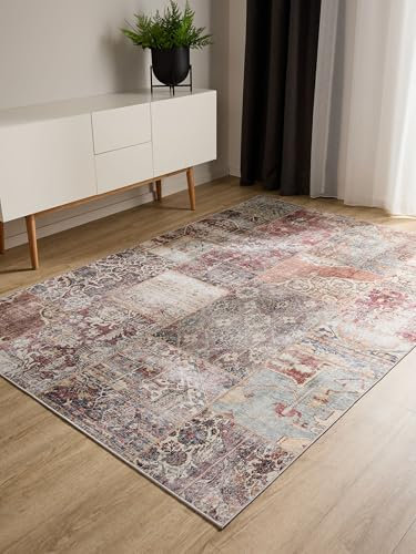 benuta Basic Waschbarer Teppich George - Multicolor 160x230 cm - Kunstfaser - Rechteckig & im Style: Vintage, Ethno-Style, Shabby Chic - Pflegeleicht für Wohnzimmer Schlafzimmer