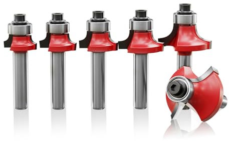 CSOOM 6 Stück 8mm Schaft Abrundfräser Standard Rundfräser Set, Hartmetall Runde Über Fräser Bits Oberfräsen-Bits Kantenfräser Radiusfräser für die Holzbearbeitung