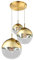 Hängeleuchte Hängelampe Pendelleuchte Gold Kugellampe Esszimmerleuchte 3 flammig, Metall Glas, 3x E27 Fassungen, DxH 51x120cm