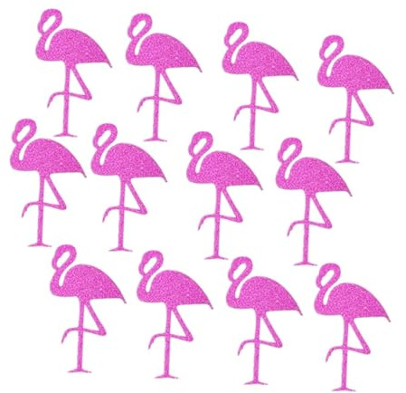 Angoily 12er-Pack Flamingo-Glitzer-Aufkleber Gestanzte Wandaufkleber Selbstklebende Flamingo-geburtstagsaufkleber Für Die Dekoration
