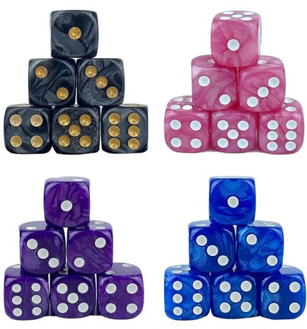 20 Stück Polyedrische Würfel Set, 16mm Acryl Dice Sechsseitige Spielwürfel Runder Winkel, Farbwürfel Würfel Brettspiel Zubehör in 4 Farben für DND RPG MTG Tischspiele Würfelspiele Rollenspiele