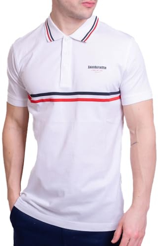 Lambretta Mens Classic Stripe Short Sleeve Retro Polo Shirt - White - 3XL