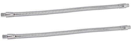 LED Lampenklammer mit Schwanenhalsarm, Eisen, 2 Stück | Externer Gewindeanschluss, Schnelllöse Basis, Silberner Metallschlauch, Flexible Winkelverstellung