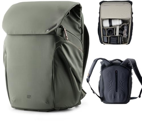 PGYTECH OneGo 2 Camera Backpack 25L with Laptop ipad Compartment, Water-Resistant Camera Bag for Urban & Travel Photography Compatible with Sony/Canon/Nikon/DSLR/SLR Mirrorless Cameras, Pine Green
