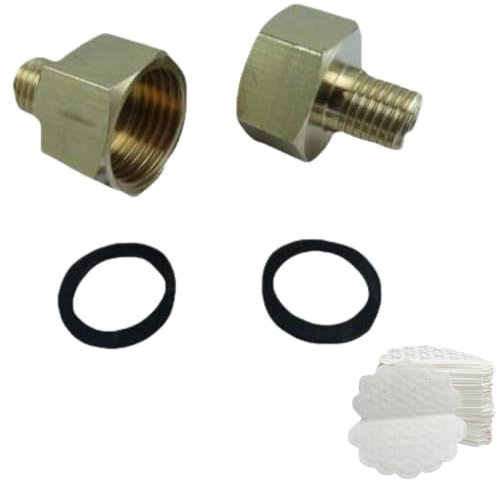 Lot de 2 adaptateurs de bouteille de gaz AG1/4 IKS à IG3/8 IKS - En laiton - Pour conduite de gaz, camping-car, camping, chauffe-gaz, réchaud à gaz, réchaud de camping