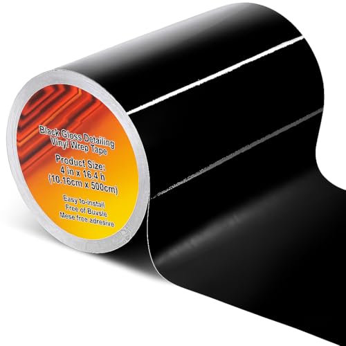 Strehknewen Film Vinyle Noir Mat 10 cm x 6 m – Film PVC pour Voiture, Moto, Jantes – Résistant aux UV, sans Bulles, Résistant aux Intempéries