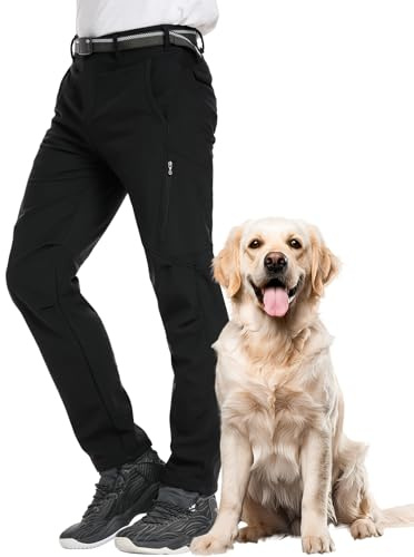 Winebox Mens Waterproof Winter Trousers,Hiking Fleece Lined Thermal Softshell Ski Cargo Pants for Outdoor Walking Climbing(Black-30)