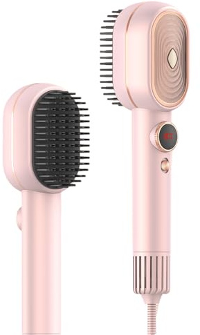 Spazzola ad aria calda ad alta velocità 700W, display LCD della temperatura, 5 impostazioni di calore (40-80°C), funzione di cura dei capelli con luce rossa, 110.000 giri/min (rosa)