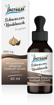 Liposomale Schwarzer Knoblauch Tropfen hochdosiert - (60.000mg pro Packung) 2000mg Schwarzer Knoblauch pro Tagesdosis - MCT Öl - Hohe Bioverfügbarkeit