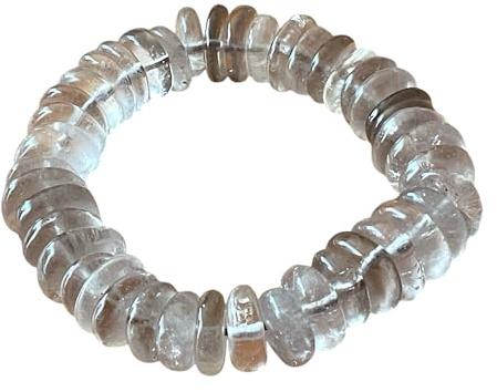 Steinfixx Rauchquarz Armband Rondell I Neue Kraft und Lebensfreude I 18 cm I sehr angenehm zu tragen I Heilstein I Kraftstein I AAA-Qualität I Brasilien