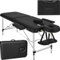 TecTake® Lettino Massaggio 2 Zone, Portatile, Regolabile, Imbottitura Comfort, Poggiatesta Multifunzione, con Borsa per Trasporto Inclusa, Capacità 230 kg - Nero
