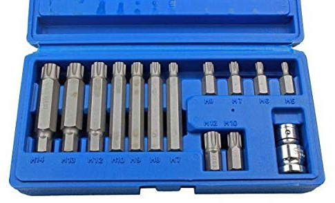 US PRO Tools 14pc 1/2 DR Ribe Socket Bit Set M5 - M14 with Adapter 2238