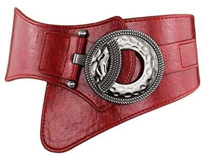 Diyafas Damen Retro Elastische Breiten Gürtel Dehnbar Bund Damen Kleid Dekoration Gürtel (Rot)