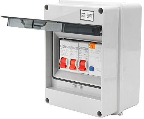 Mini-Leitungsschutzschalter, 2-Wege-Leitungsschutzschalter, Garage, Wohnwagen, Verbrauchereinheit 40 A, 30 mA, RCD, 2 MCB, 6 A+16 A.