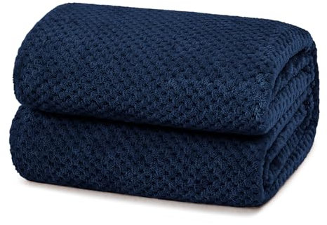 Yebeda Plaid Couverture Polaire, Jeté de Canapé en Flanelle, Bleu Marine 220 x 240 cm, Couverture de Lit Doux et Chaud pour Toutes Les Saisons