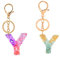 2Pcs Porte-clés, Porte-clés en résine, Porte-clés à lettres avec fleurs, Alphabet A-Z Porte-clés pour les femmes Cadeaux d’anniversaire de fille (Alphabet Y)