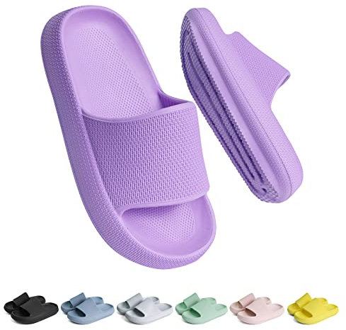 Buwege Claquette Enfant Chausson Antidérapant Piscine Fille Garçon Pantoufle Plage Bain Doux Plat Maison Sandales Violet 34 EU