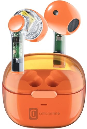 cellularline | FINE Durchsichtig | TWS Wireless In-Ear Capsule Bluetooth-Ohrhörer mit Ladebox – 3,5 Stunden Spielzeit – 4-maliges Aufladen – Touch-Steuerung und automatische Kopplung
