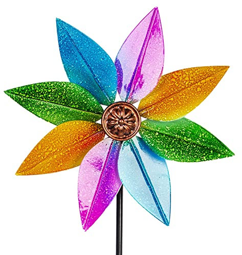 dreamysoul Buntes Windspiel, Metall-Garten-Windräder für Garten und Hof, dekorative Windspiele für Terrasse, Hof, Rasen im Außenbereich, 96,5 cm