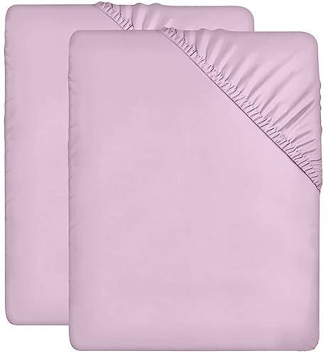 Utopia Bedding - 2er Set Spannbettlaken 90x200cm - Lavendel - Gebürstete Mikrofaser Spannbetttuch - 35 cm Tiefe Tasche