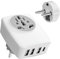Adattatore Universale da Viaggio Adattatore Presa Americana a Europea Adattatori Presa Italiana a EU con 3 USB e 1 USB-C per Inglese Germania Spagna Francia Austria Spina Tipo E/F