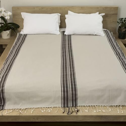 Casasofté Mykonos Handgewebte Türkische Überwurfdecke | 190 x 210 cm Dicke Türkische Baumwolldecke | Bettwäsche Dekor Tagesdecke