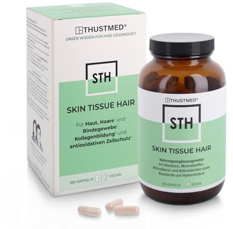 Skin Tissue Hair – für Haut, Haar und Nägel - 180 Kapseln mit Biotin, Zink, Folsäure, Kupfer, Mangan, Astaxanthin und den Vitaminen C, B5, B6, B12 - In Deutschland produziert und laborgeprüft