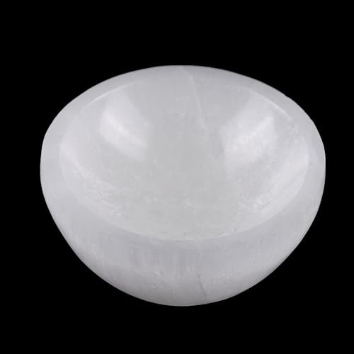 Selenite Bowl for Crystals Charging – 2.25 Mini Crystal Bowl – Ideal for Cleansing Small Crystals and Healing Stones - Protection Crystals - Mined and Crafted in Morocco – Spiritual Gift & Decor