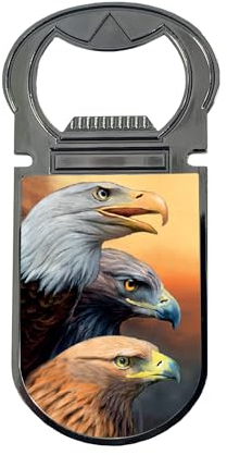 3D LiveLife Flaschenöffner - Drei Adler von Deluxebase - Magnetischer Getränkeöffner mit linsenförmigem 3D-Bild. Kühlschrankmagnet Geschenke für Küche und Bar Zubehör