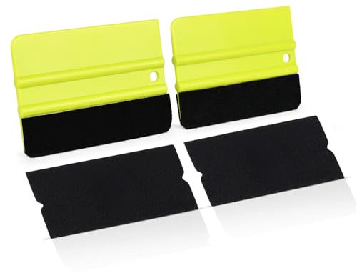 EHDIS Rakel Set mit 2 Filzkante, Filzrakel für Folie, Folieren Werkzeug, für Auto, Möbelfolie, Fensterfolie, Folierung, Tönungsfolie, Klebefolie Folierungs, 4 Zoll