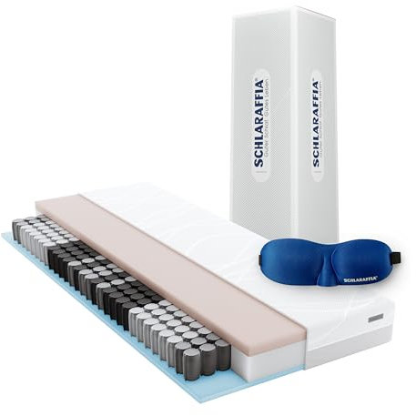 Schlaraffia myNap Taschenfederkern Matratze, 80x200cm mit Schlafmaske: Premium-Qualität 7-Zonen-Komfort Federkern, Härtestufe H3 mittel, Memory Foam Rollmatratze, TÜV Rheinland Qualität, Höhe 18,5 cm