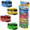 4 Stück Mini Bus Spielzeug Plastik Kinderidee Mini Bus Autos Big Pull Back Spielzeugautos Mit Lenkung und Türöffnung Modell Geeignet für Partys, Kuchendekoration