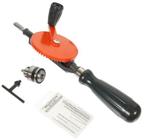 Handbohrer 3/8 Zoll aus Stahl mit Handkurbel Schwarz